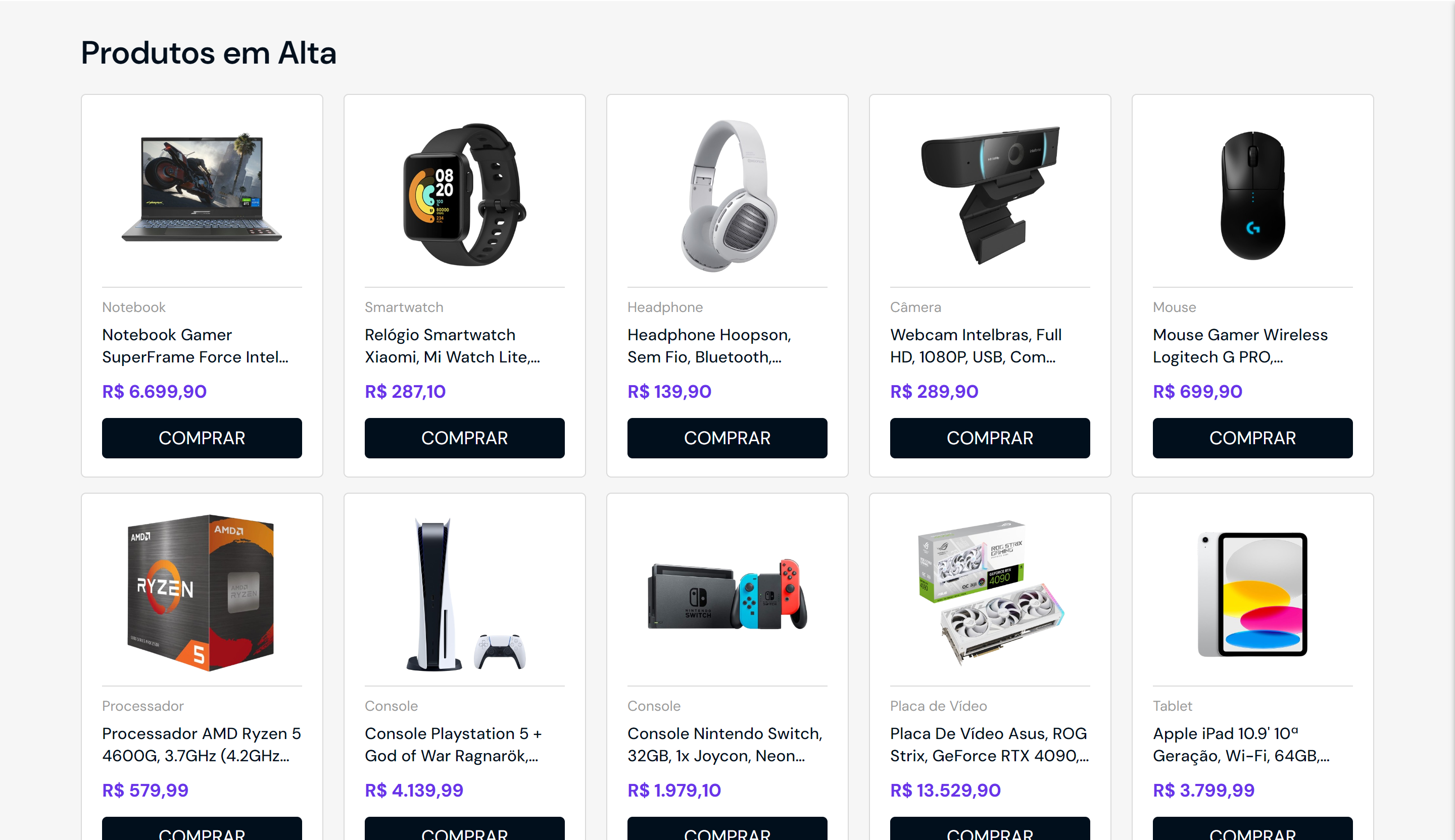 Screenshot Loja Ecommerce