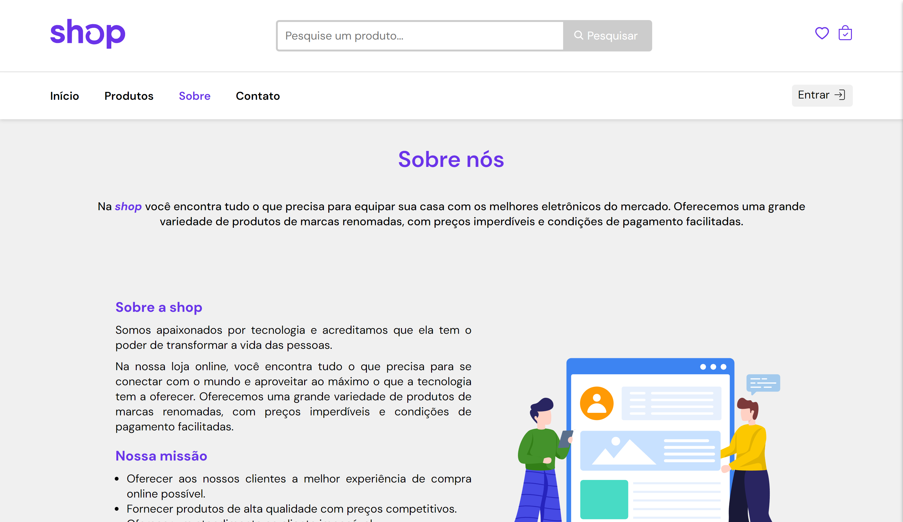 Screenshot Loja Ecommerce